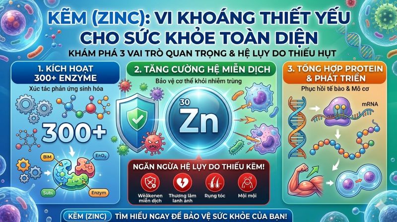 Thiếu kẽm gây ra bệnh gì? Tác động toàn diện từ sức khỏe tổng quát đến hỗ trợ sinh sản