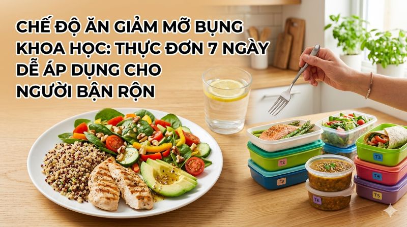 Chế độ ăn giảm mỡ bụng khoa học: Thực đơn 7 ngày dễ áp dụng cho người bận rộn
