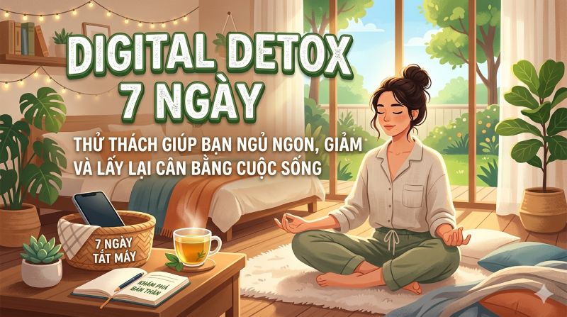 Digital Detox 7 ngày: Thử thách giúp bạn ngủ ngon, giảm lo âu và lấy lại cân bằng cuộc sống