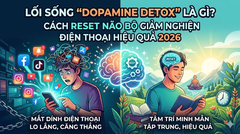 Lối sống “Dopamine Detox” là gì? Cách reset não bộ giảm nghiện điện thoại hiệu quả 2026