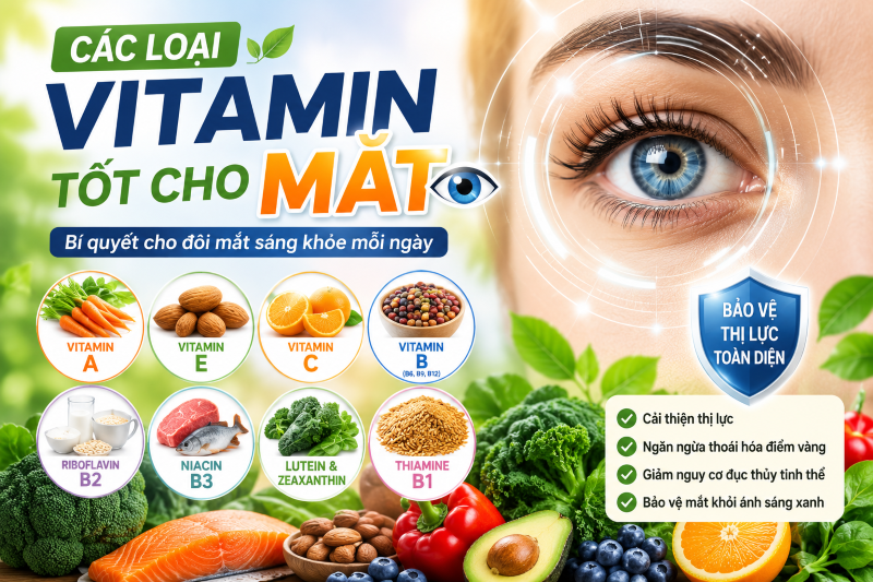 Các loại vitamin tốt cho mắt giúp cải thiện thị lực và bảo vệ đôi mắt khỏe mạnh