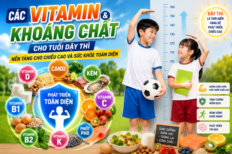 Các vitamin và khoáng chất cần thiết cho tuổi dậy thì giúp trẻ phát triển toàn diện