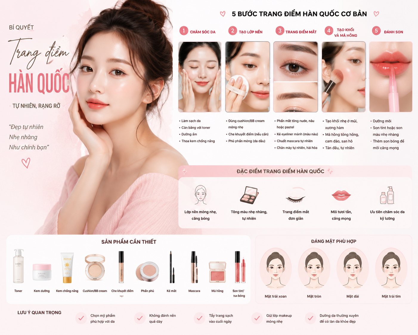 Trang điểm Hàn Quốc – Bí quyết tạo vẻ đẹp tự nhiên, rạng rỡ chuẩn “glass skin”