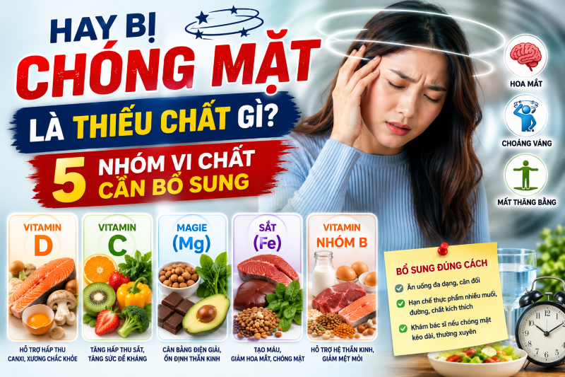 Hay bị chóng mặt là thiếu chất gì? 5 nhóm vi chất quan trọng cần bổ sung