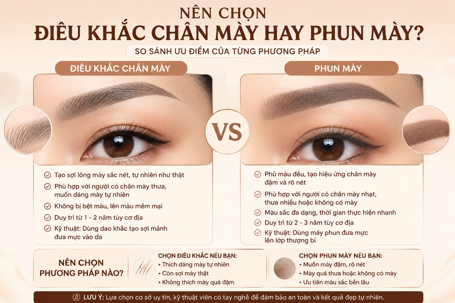 Nên Chọn Điêu Khắc Chân Mày Hay Phun Mày? So Sánh Chi Tiết Để Chọn Phương Pháp Phù Hợp