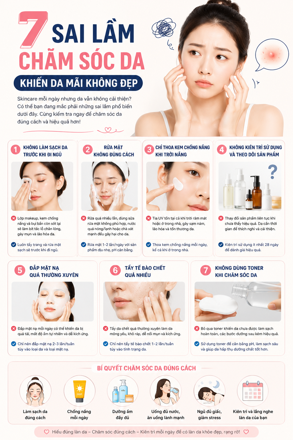 7 Sai Lầm Chăm Sóc Da Phổ Biến Khiến Da Mãi Không Đẹp