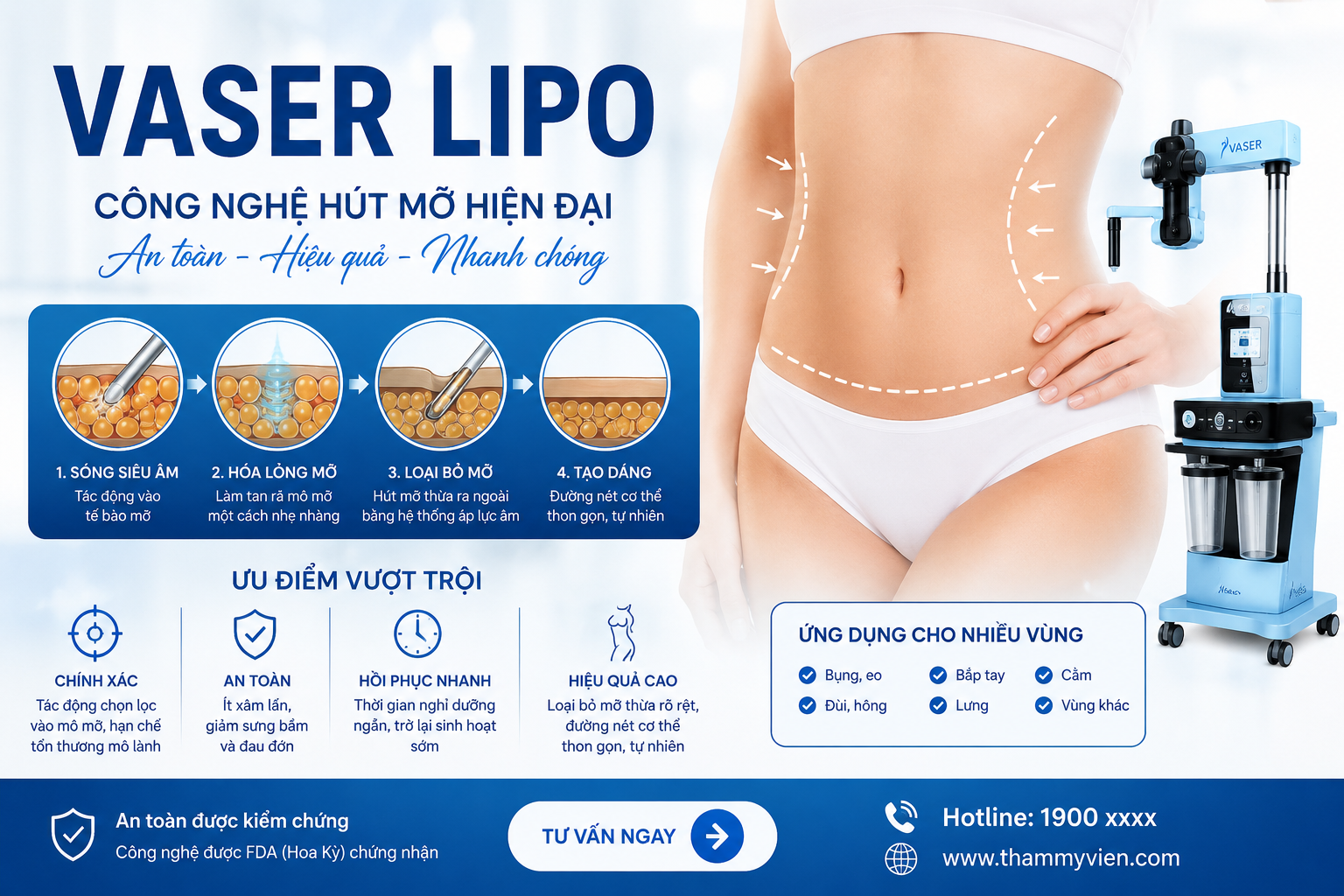 Vaser Lipo – Công Nghệ Hút Mỡ Hiện Đại Giúp Lấy Lại Vóc Dáng Thon Gọn
