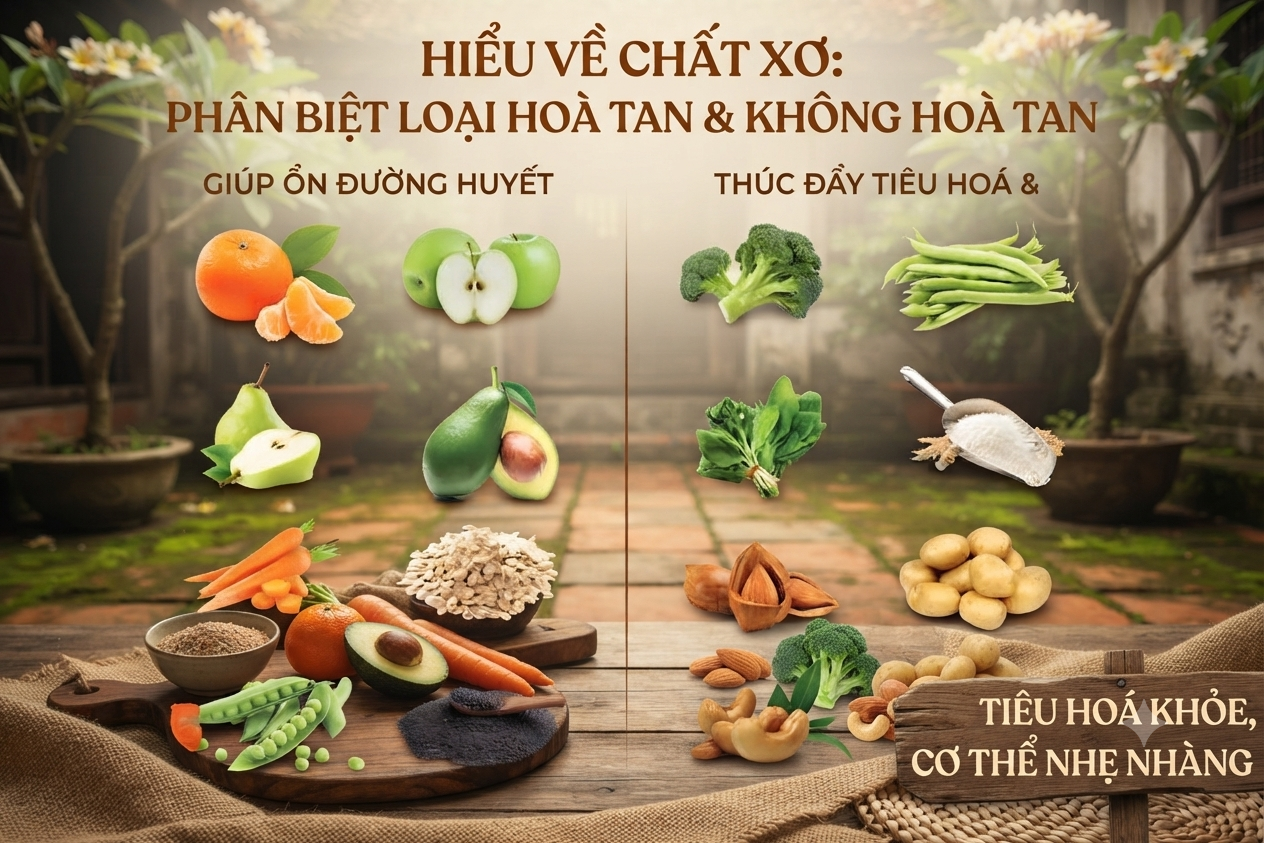 Chất xơ hòa tan và không hòa tan khác nhau ra sao? Cách bổ sung đúng để tốt cho sức khỏe