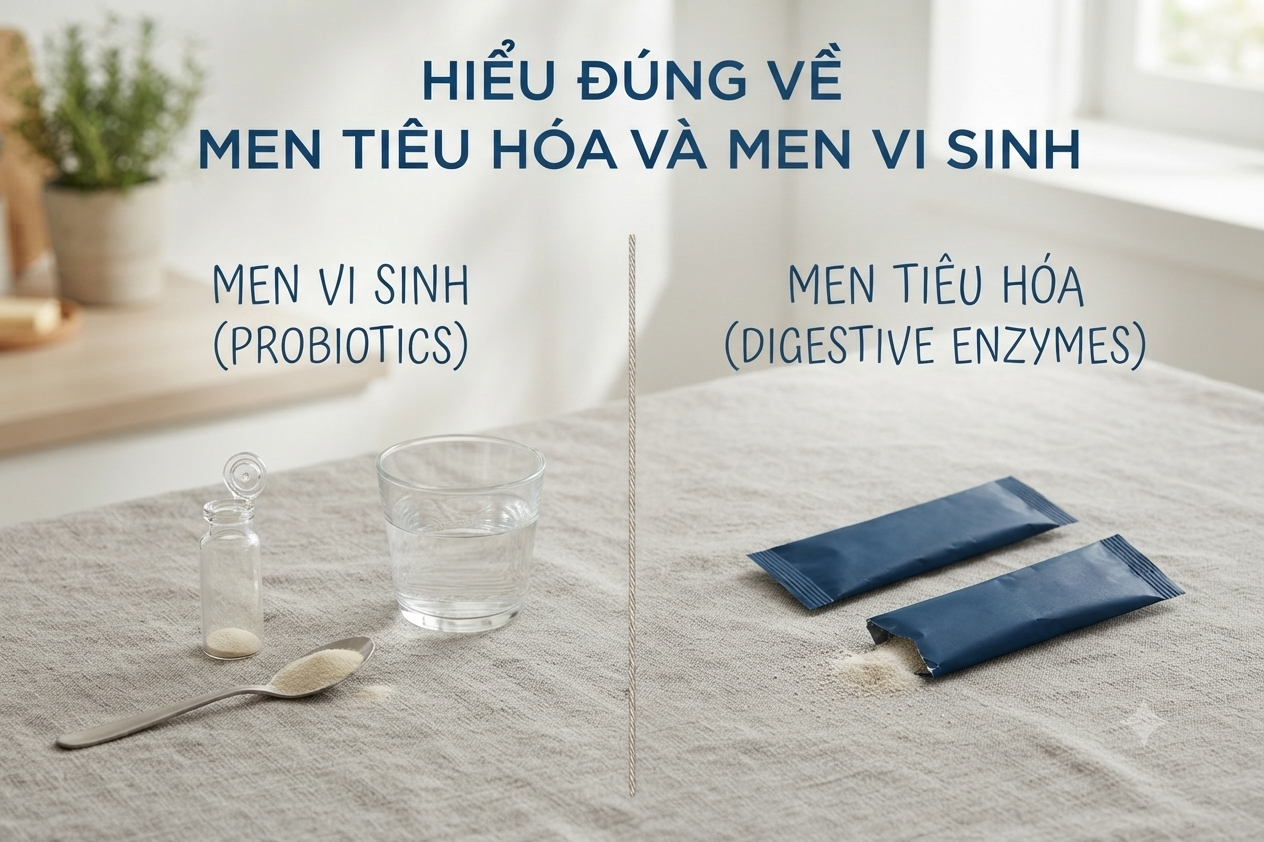 Men vi sinh và men tiêu hóa khác nhau thế nào? Cách phân biệt và sử dụng đúng
